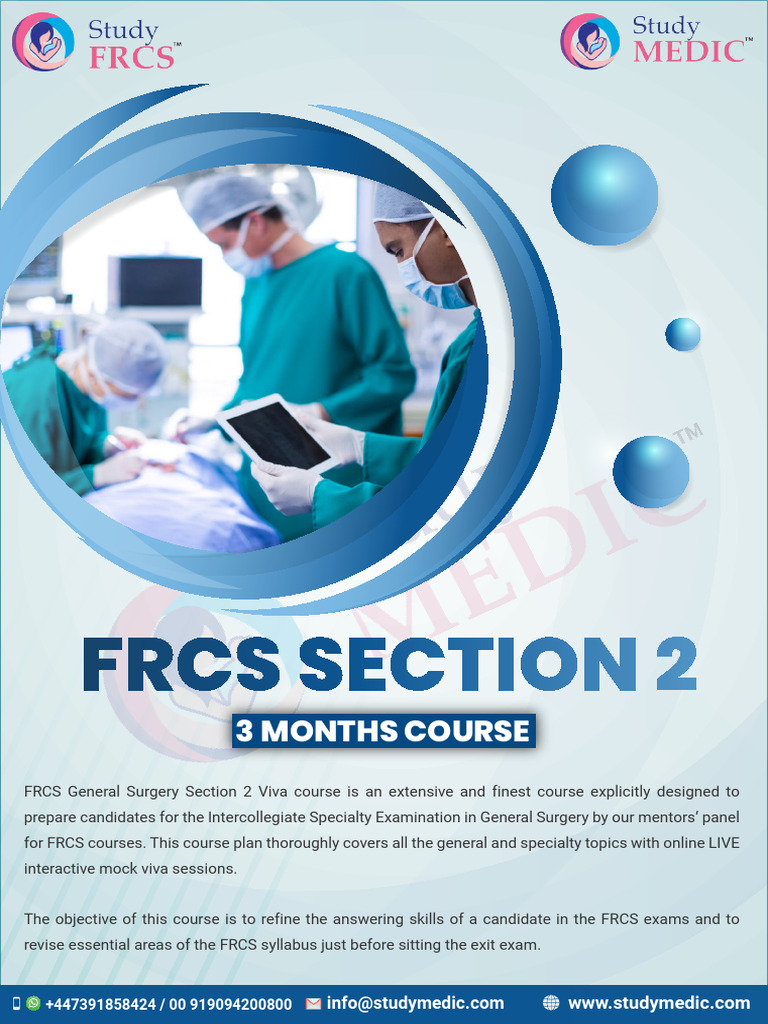 FRCS Section 2 Course Brochure PDF Health Care