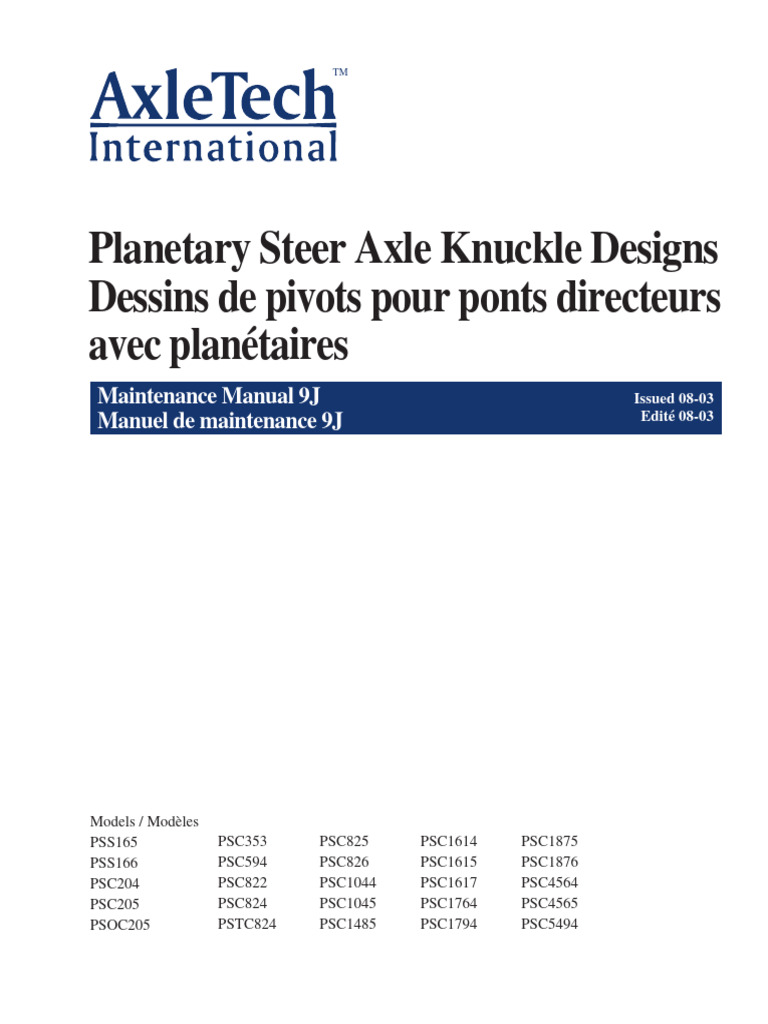 Planetary Steer Axle Knuckle Designs Dessins de Pivots Pour Ponts  Directeurs Avec Planétaires | PDF | Axle | Asbestos