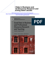 Good Data in Business and Professional Discourse Research and Teaching Geert Jacobs Full Chapter