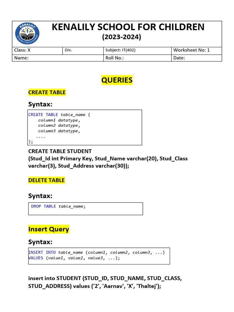 SQL Queries for Student Database Management | PDF