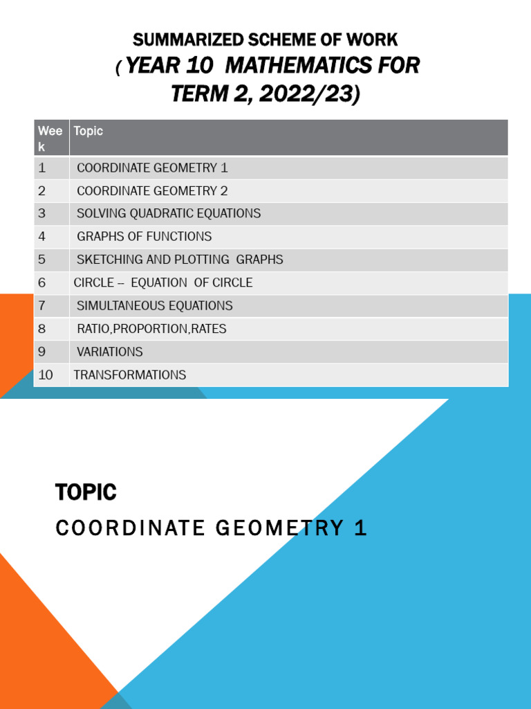 Lesson Notes For Weeks 1 and 2 | PDF | Cartesian Coordinate System ...