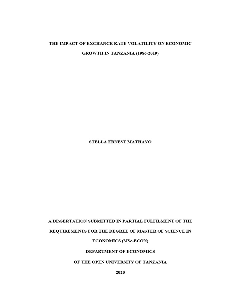 The Impact of Exchange Rate Volatility On Economic Growth in Tanzania ...