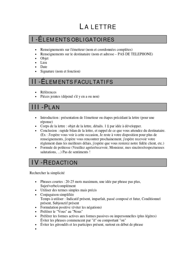 Guide de rédaction d'une lettre administrative | PDF | Phrase ...
