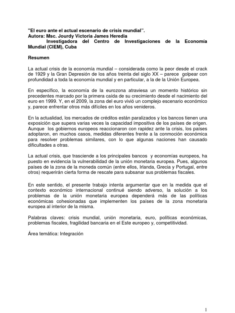 Euro y crisis económica en la UE | PDF | Euro | Zona euro