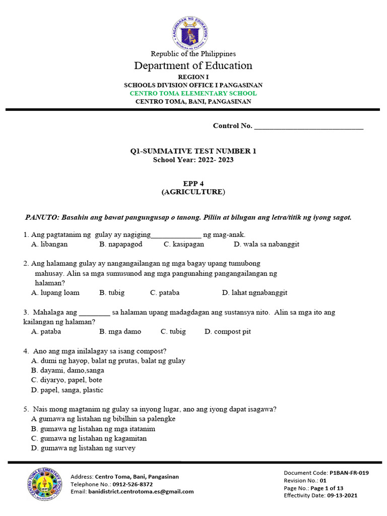 Summative-aSSESSMENT NO.. 1 | PDF