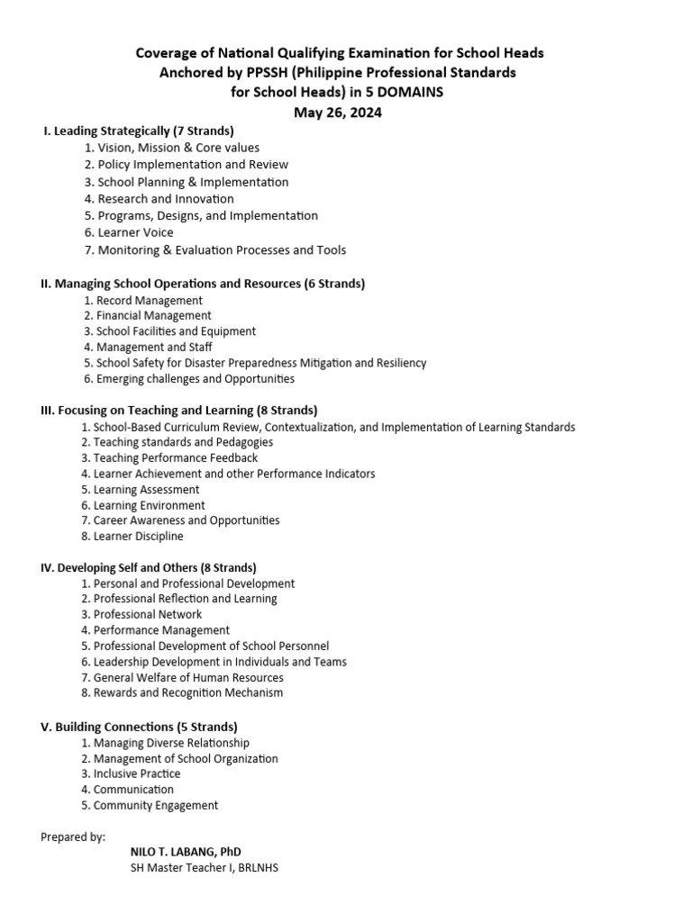 Nqesh 2024 Exam Coverage And Standards Pdf Career Growth