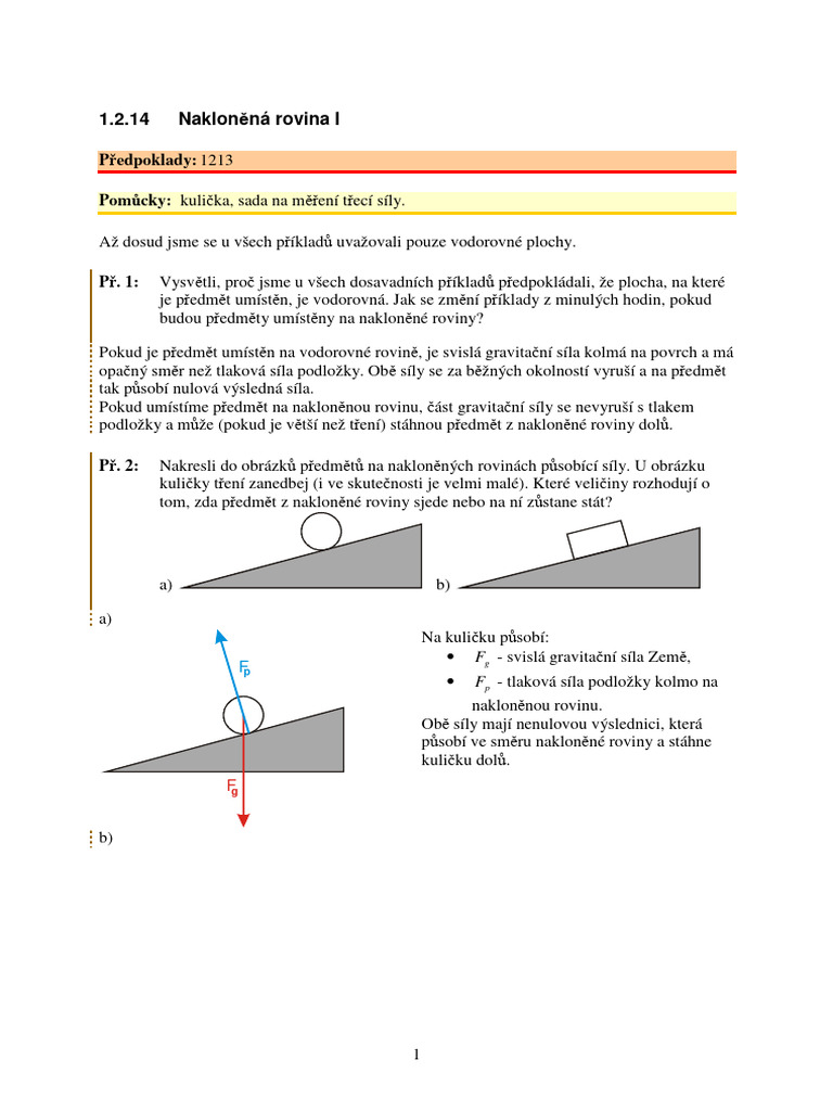 14 Nakloněná Rovina I | PDF