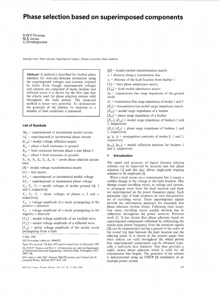 1996phase Selection Based On Superimposed Components | PDF ...