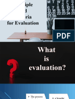 Principle and Criteria of Evaluation