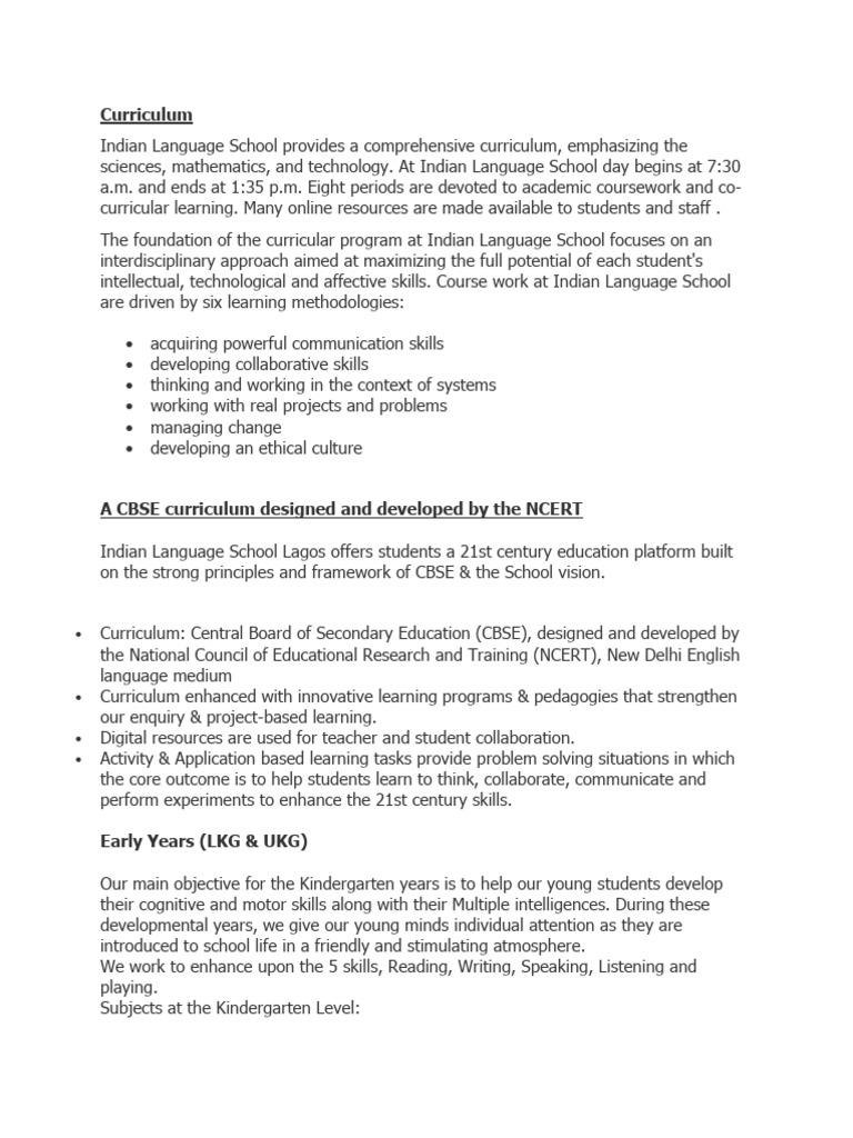 Comprehensive Curriculum Overview | PDF | Curriculum | Science