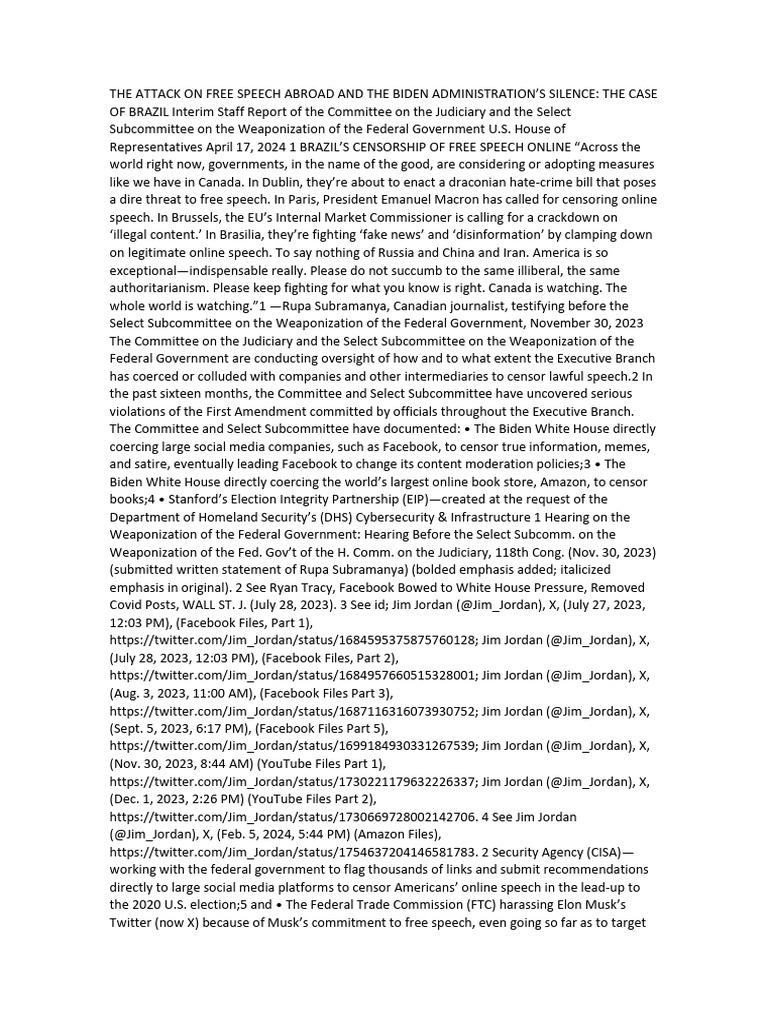 The Attack on Free Speech Abroad and the Biden Administration | PDF ...
