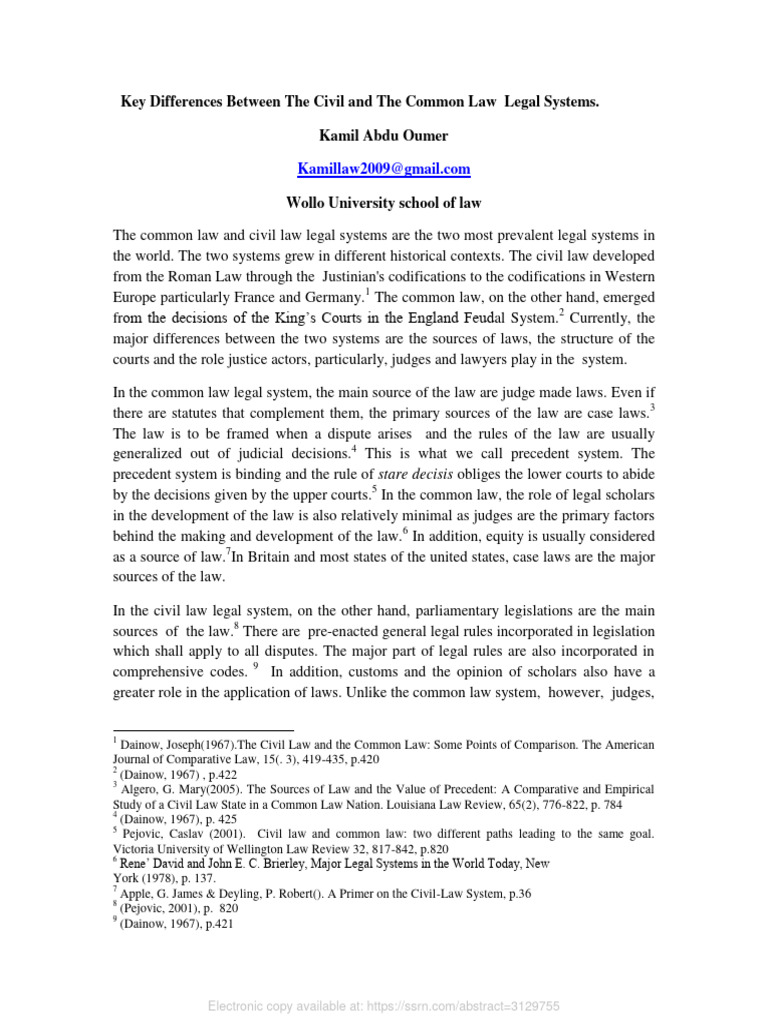 Common Law and Civil Law | PDF | Common Law | Precedent