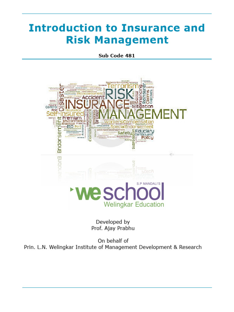 Intro To Insurance and Risk MGMT 481 v1 3 | PDF | Insurance | Loans