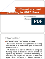 Study of Different Account Operating in HDFC Bank