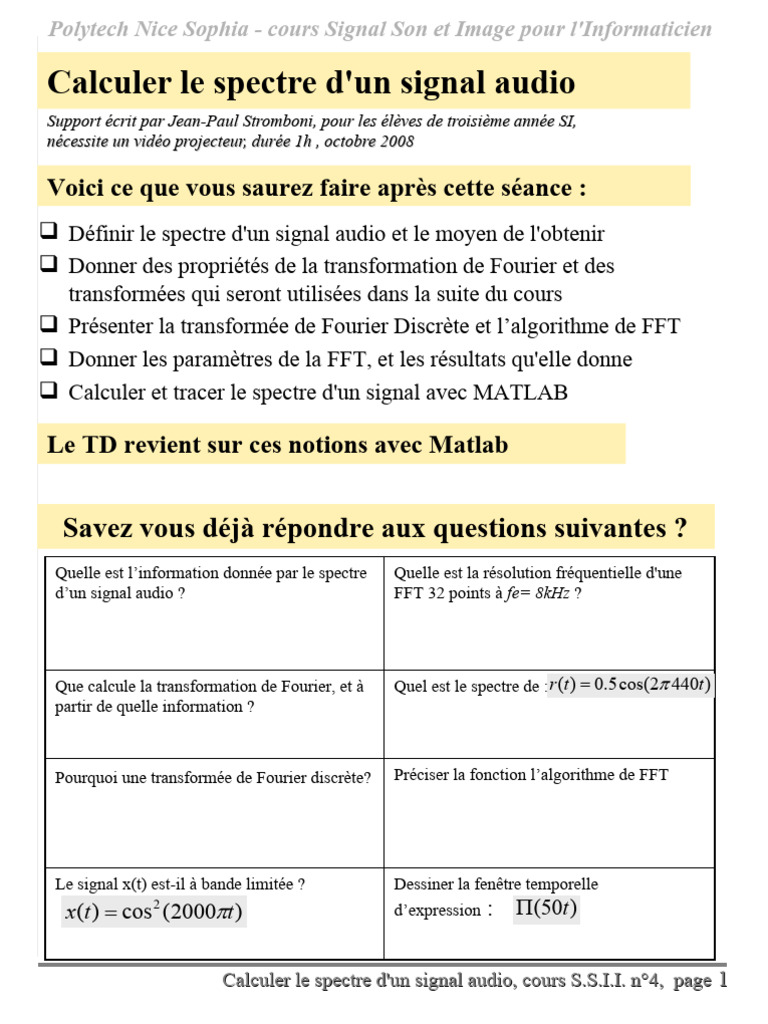 Calcul du spectre audio avec FFT | PDF | Transformation de Fourier ...