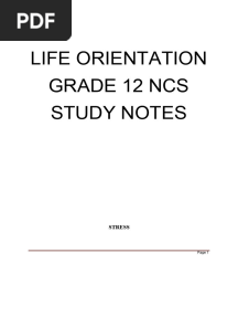 Life Orientation Grade 12 Ncs Study Notes Final