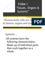 Form1 Integrated Science "Cells, Tissues, Organs & Systems"