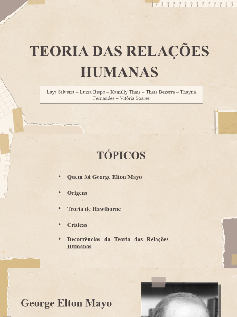 Teoria Das Relações Humanas Pdf Liderança Psicologia