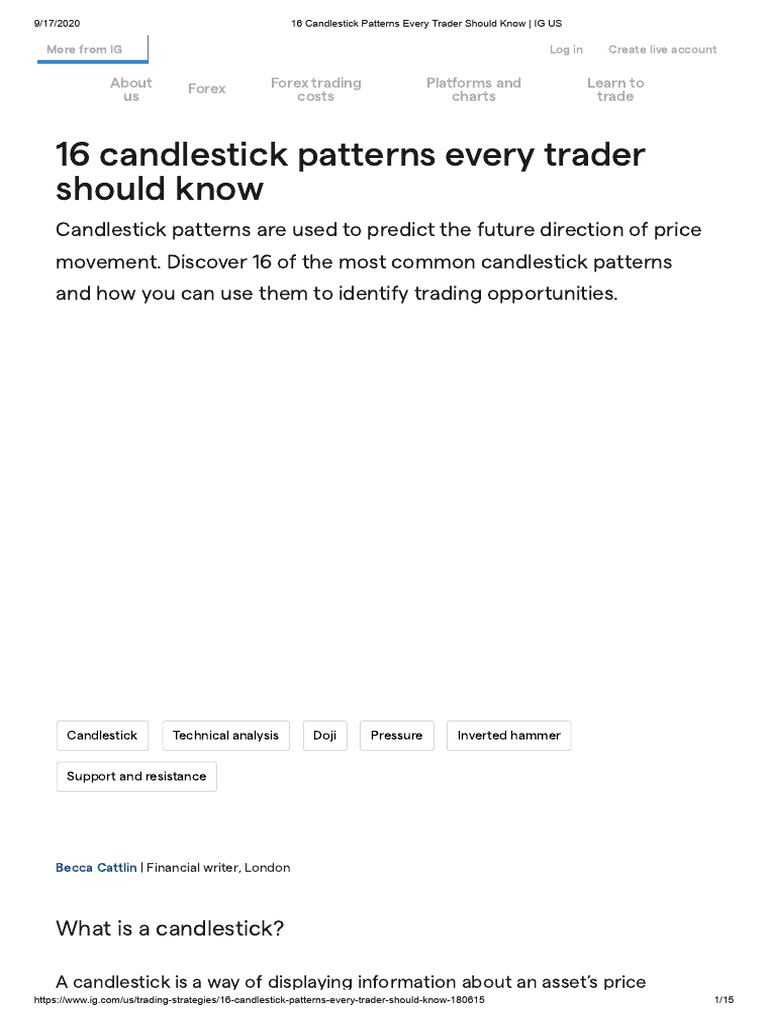 16 Essential Candlestick Patterns | PDF | Market Trend | Technical Analysis