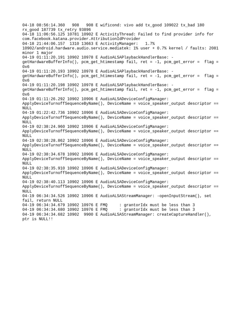 Audio and WiFi Error Logs Analysis | PDF