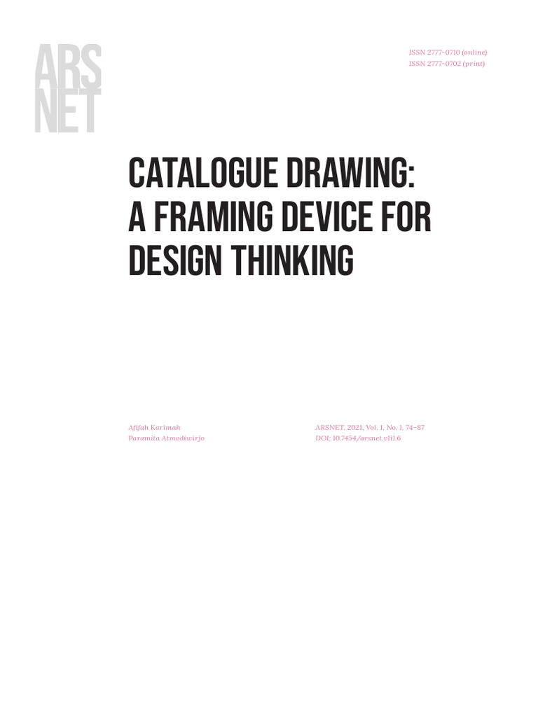 Catalogue Drawinga Framing Device For Design Thinking PDF