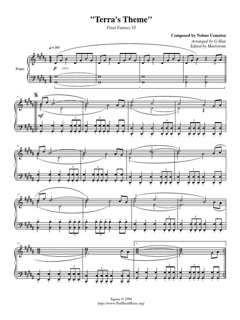 Final Fantasy VI - Terras Theme (Sheet Music) | PDF | Alphabet latin