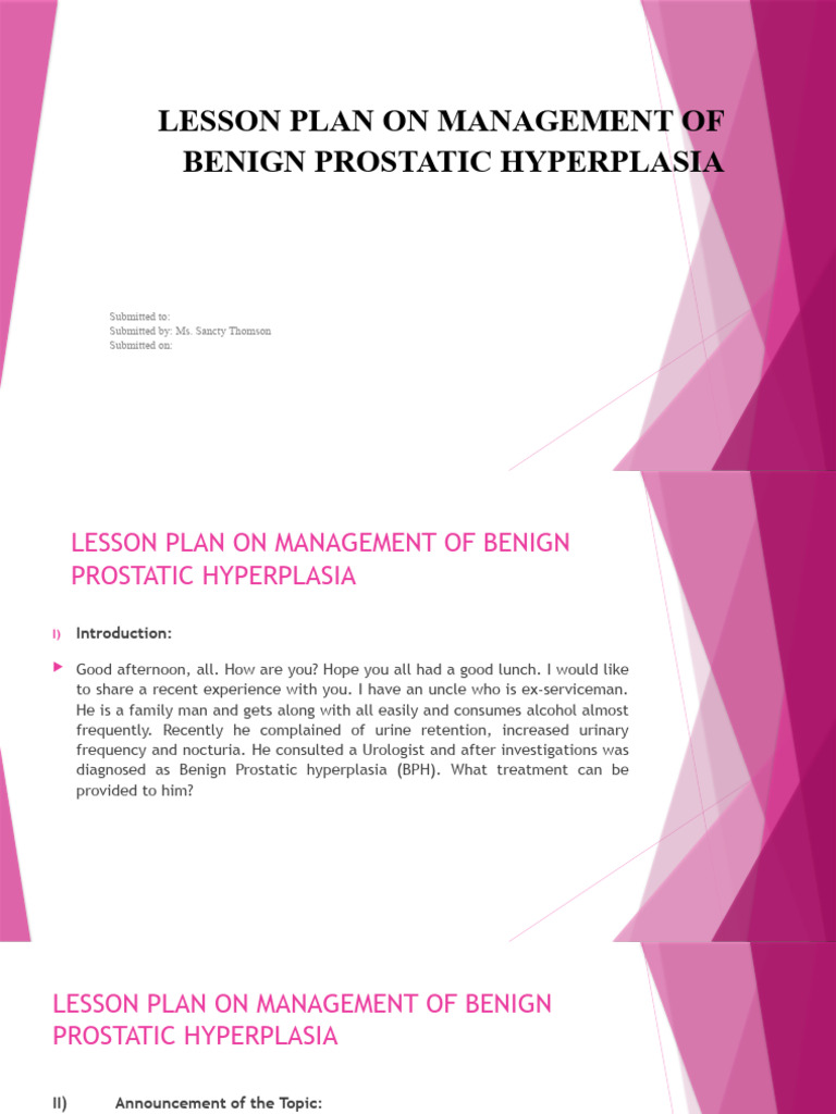 BPH Management Lesson Plan Overview | PDF | Prostate | Urinary Incontinence