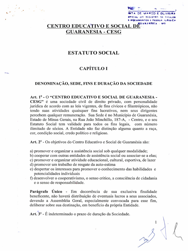 Estatuto Social 01 - Original | PDF