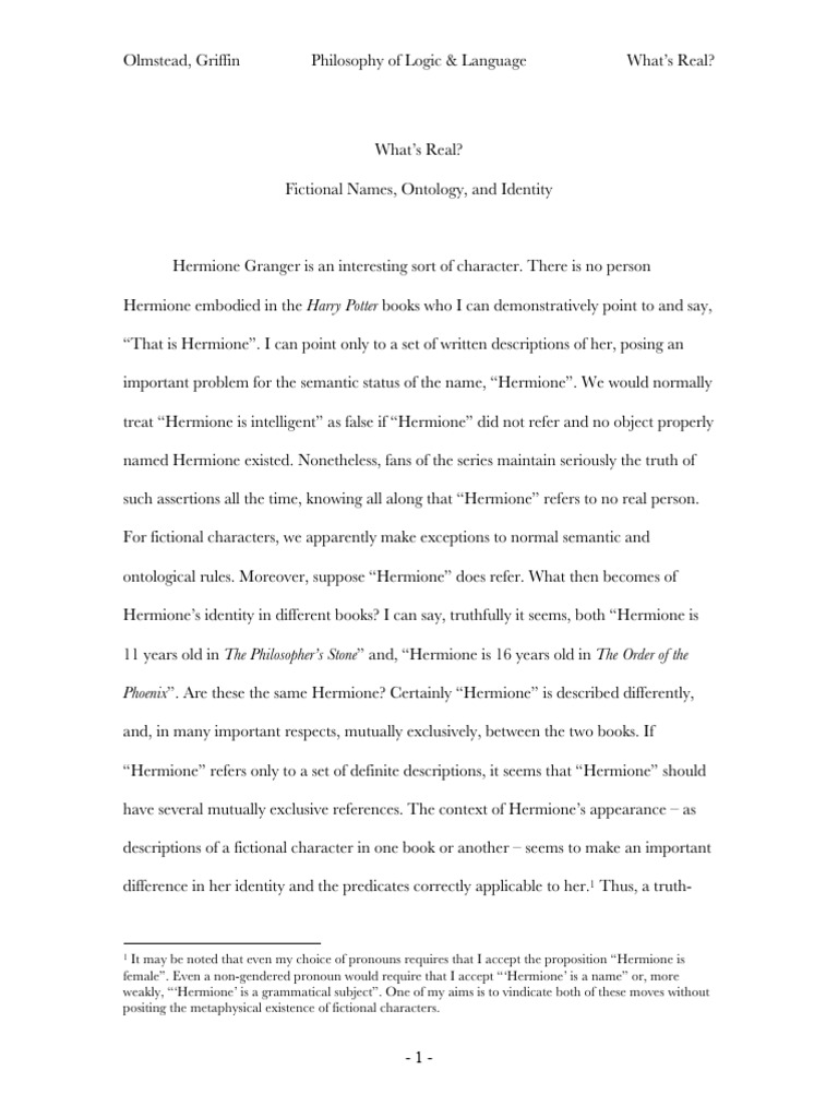 Fictional Names and Ontology Issues | PDF | Modal Logic | Logic