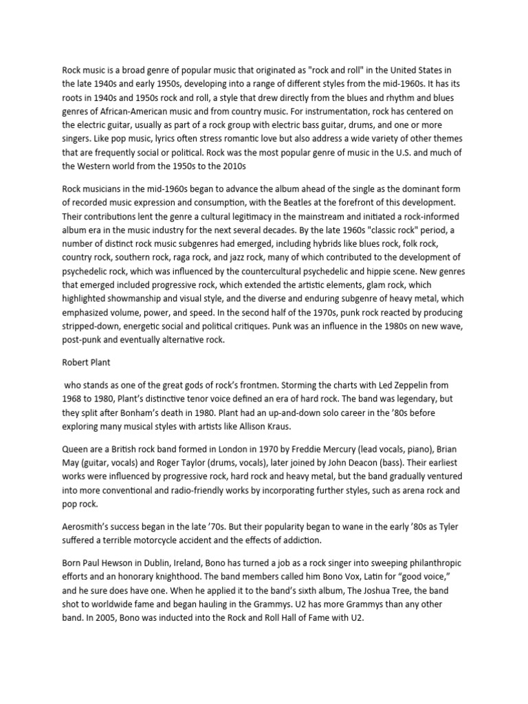 ROCK MUSIC SUMMARY visual data 2