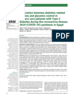 Association Between Diabetes-Related Distress and Glycemic Control in Primary Care Patients With Type 2 Diabetes During The Coronavirus Disease 2019 (COVID-19) Pandemic in Egypt