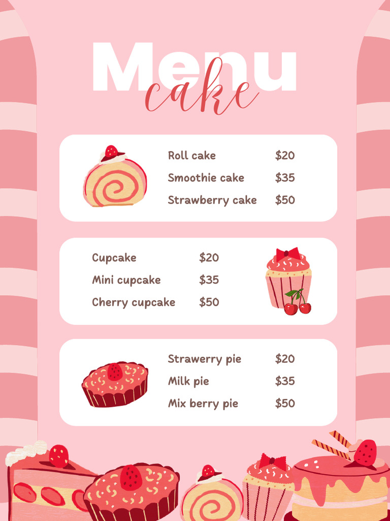 Dessert Menu: Cakes and Pies | PDF