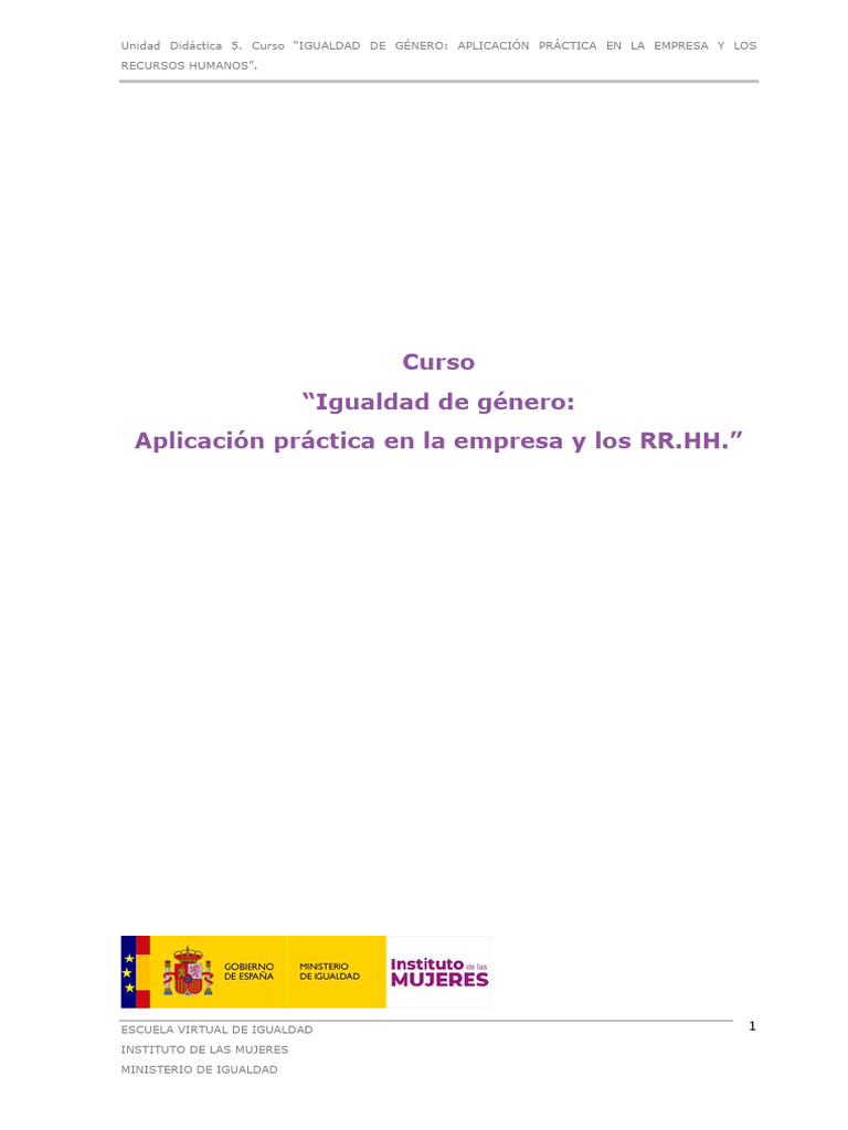 Perspectiva de Genero en Los RRHH Tema 5 | PDF | Estudios de género ...