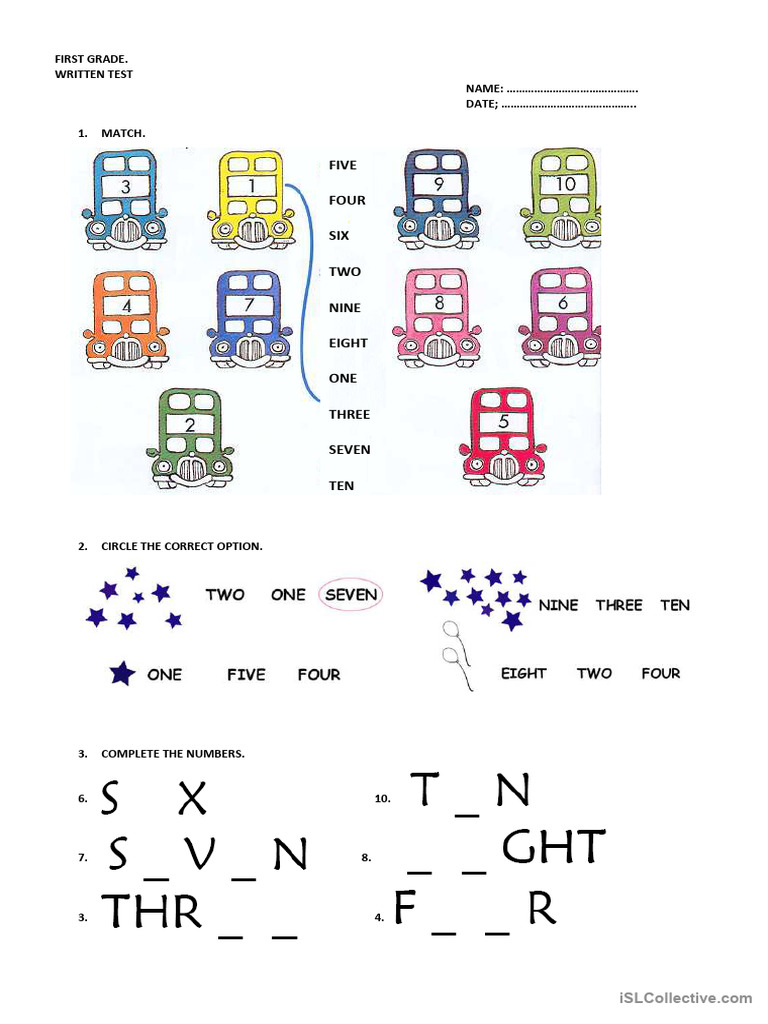 First Grade Math Test | PDF