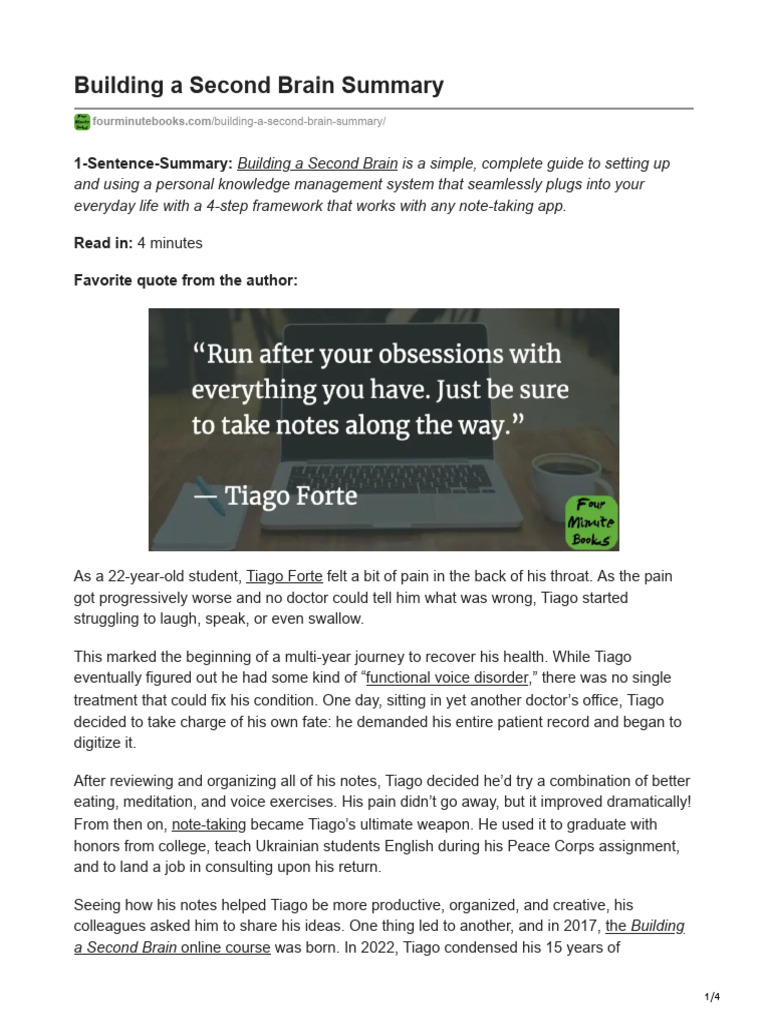Building A Second Brain Summary | PDF | Knowledge