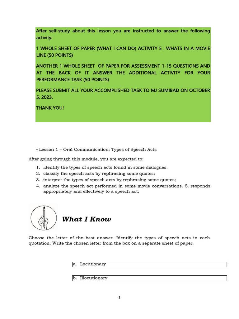 Types of Speech Acts in Communication | PDF | Human Communication