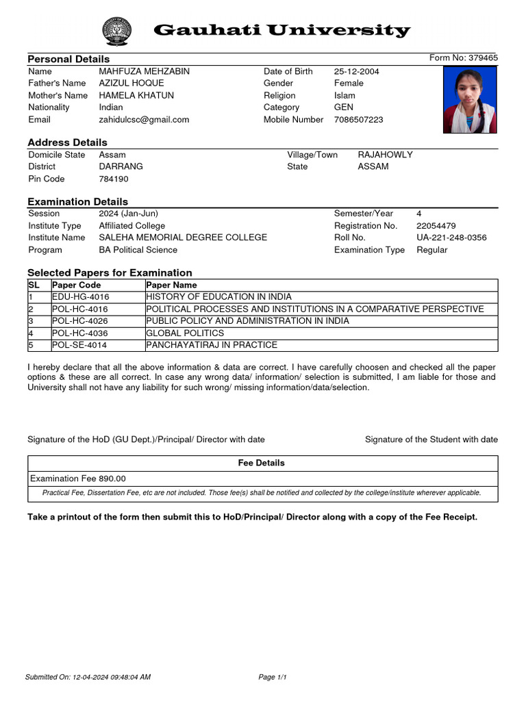Personal details sl paper code paper name pdf