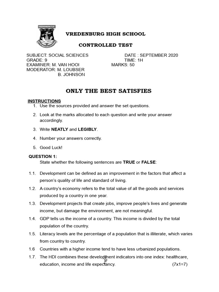 GR9 SS Development Controlled Test Sept 2020 | PDF | Gross Domestic ...