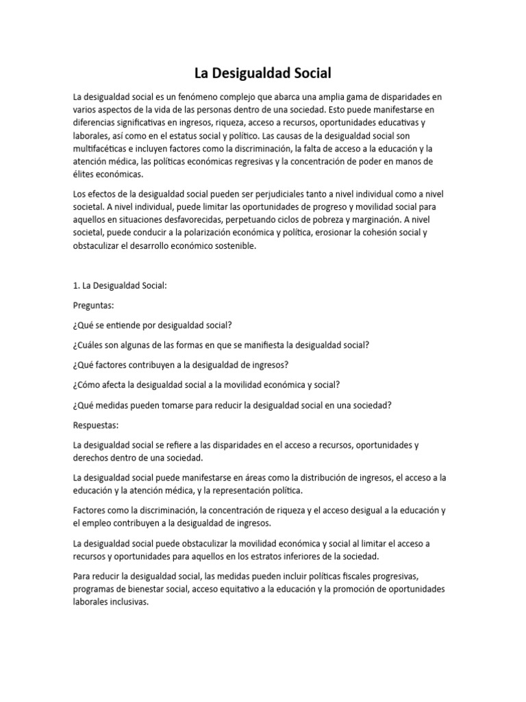 La Desigualdad Social | PDF