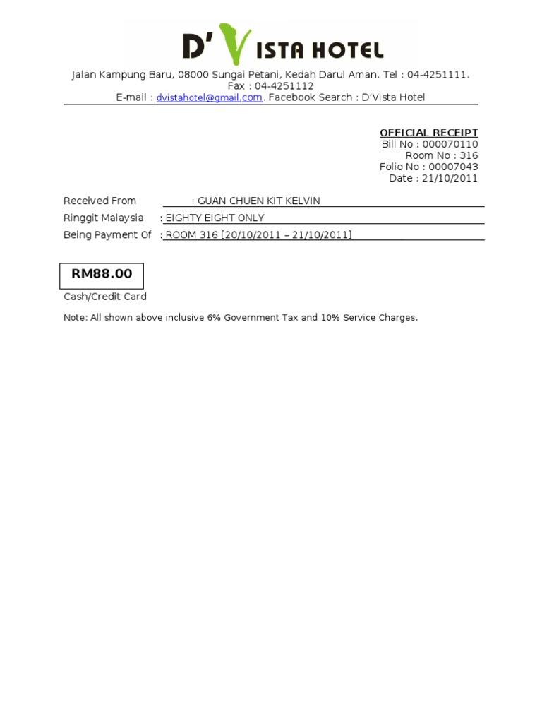 Dvista Check Out Receipt | PDF