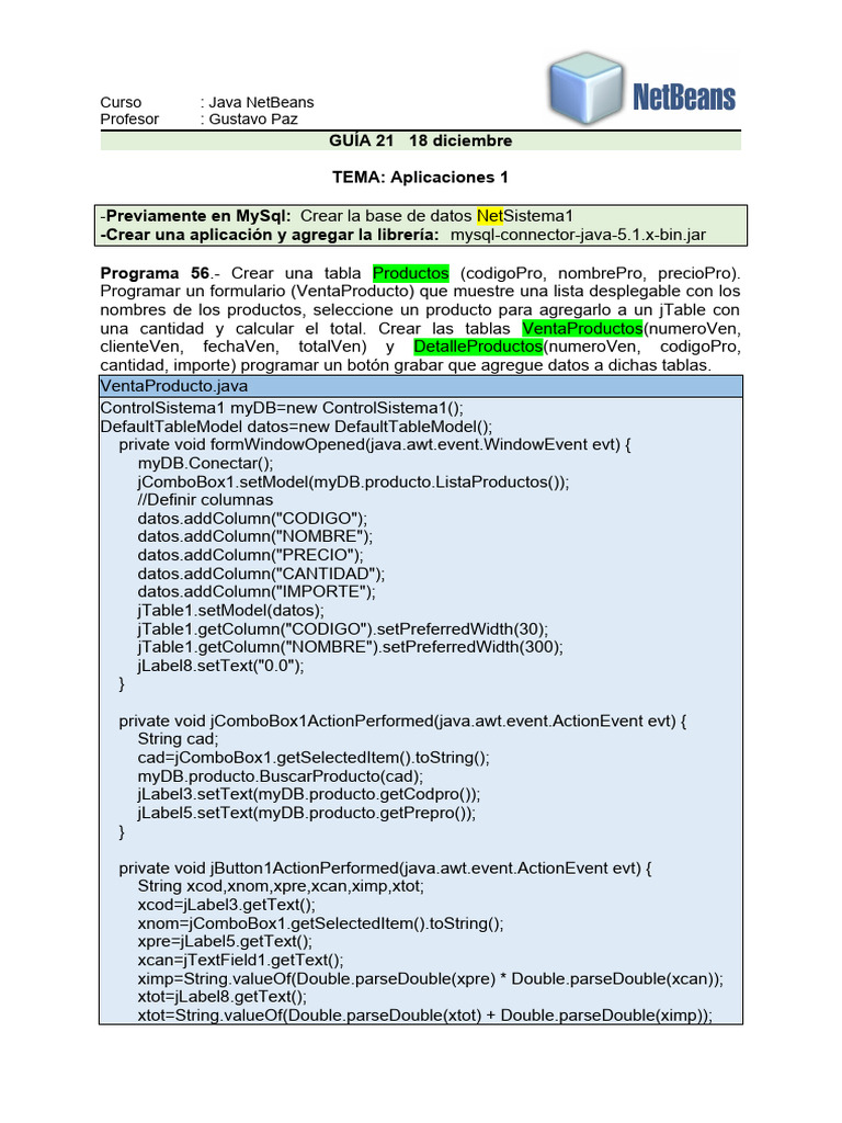 Aplicación de Ventas en Java | PDF | Java (lenguaje de programación ...