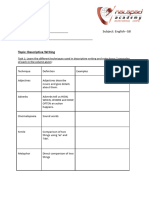 G8 - Descriptive Writing Worksheet