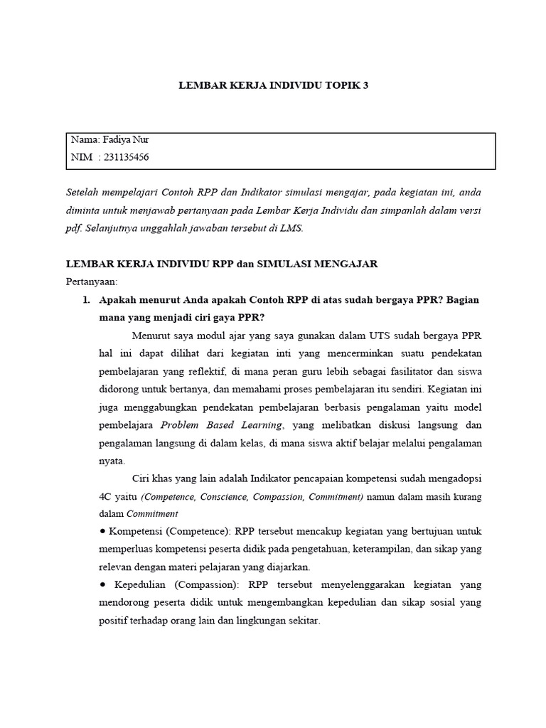 Evaluasi RPP dan Simulasi Mengajar PPR | PDF
