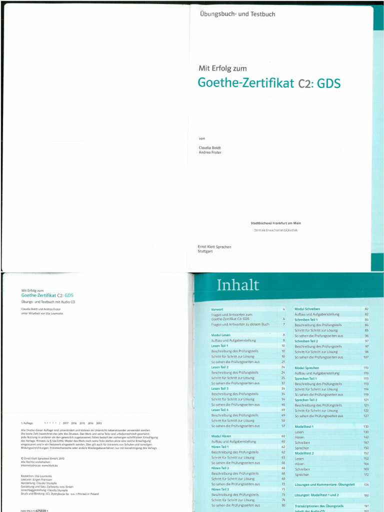 Boldt Claudia, Frater Andrea. Mit Erfolg Zum Goethe-Zertifikat C2 GDS | PDF