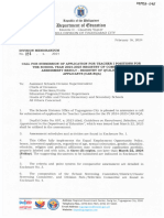 Tug - DVM No. 058, S. 2024 - Call For Submission of Application For Teacher I Positions For The School Year 2024-2025 Car-Rqa