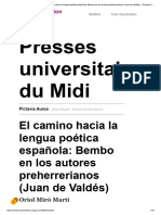 Pictavia Aurea - El Camino Hacia La Lengua Poética Española - Bembo en Los Autores Preherrerianos (Juan de Valdés)