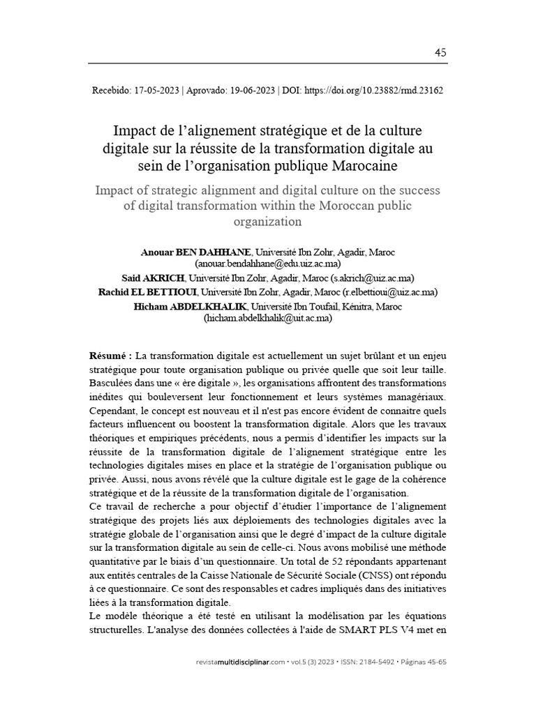 Impact de l'Alignement Stratégique sur la Transformation Digitale | PDF ...