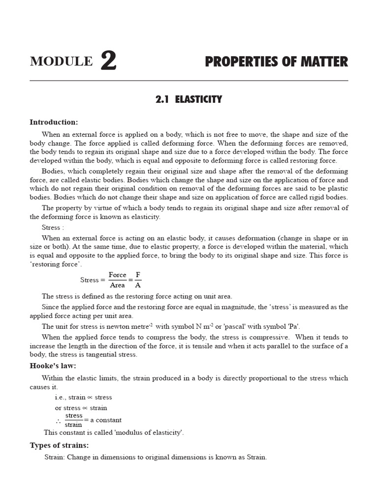 Elasticity and Young's Modulus Explained | PDF | Young's Modulus ...