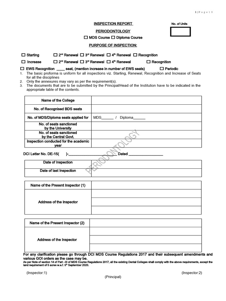 MDS Periodontology Inspection Report | PDF | Dental Implant ...