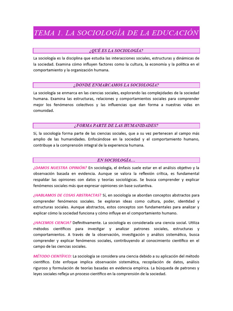 Introducción a la Sociología de la Educación | PDF | Sociología ...